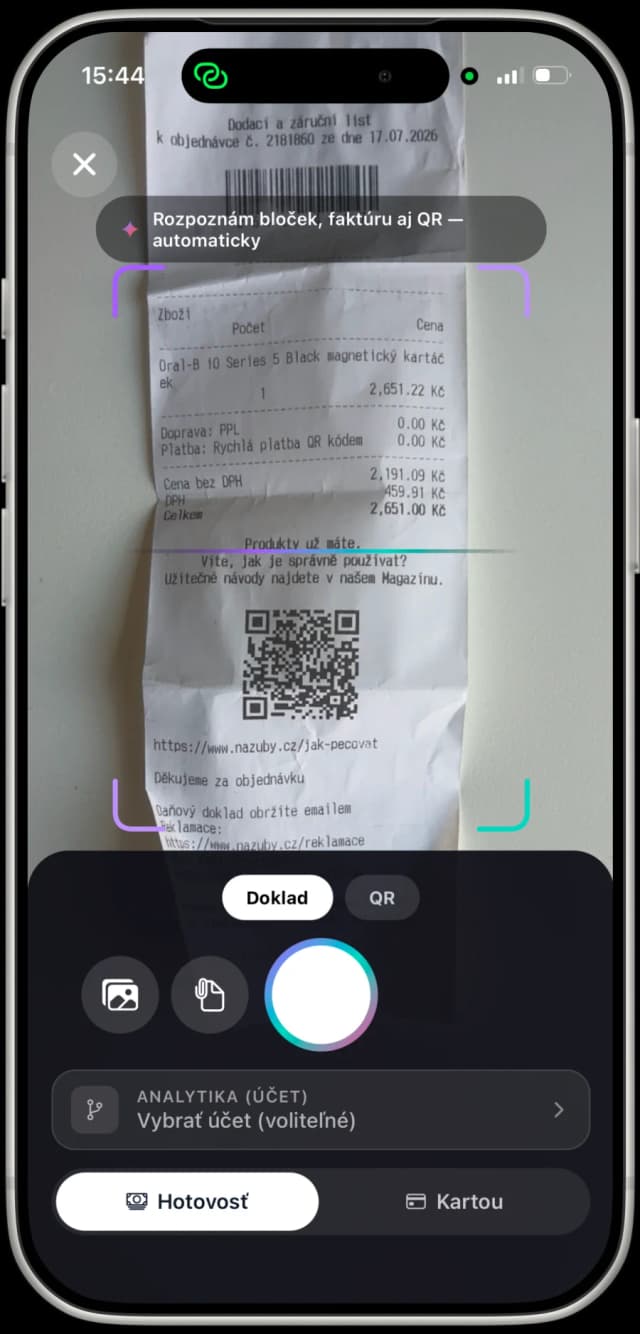 Skenovanie papierového bločku mobilnou aplikáciou eFaktúra